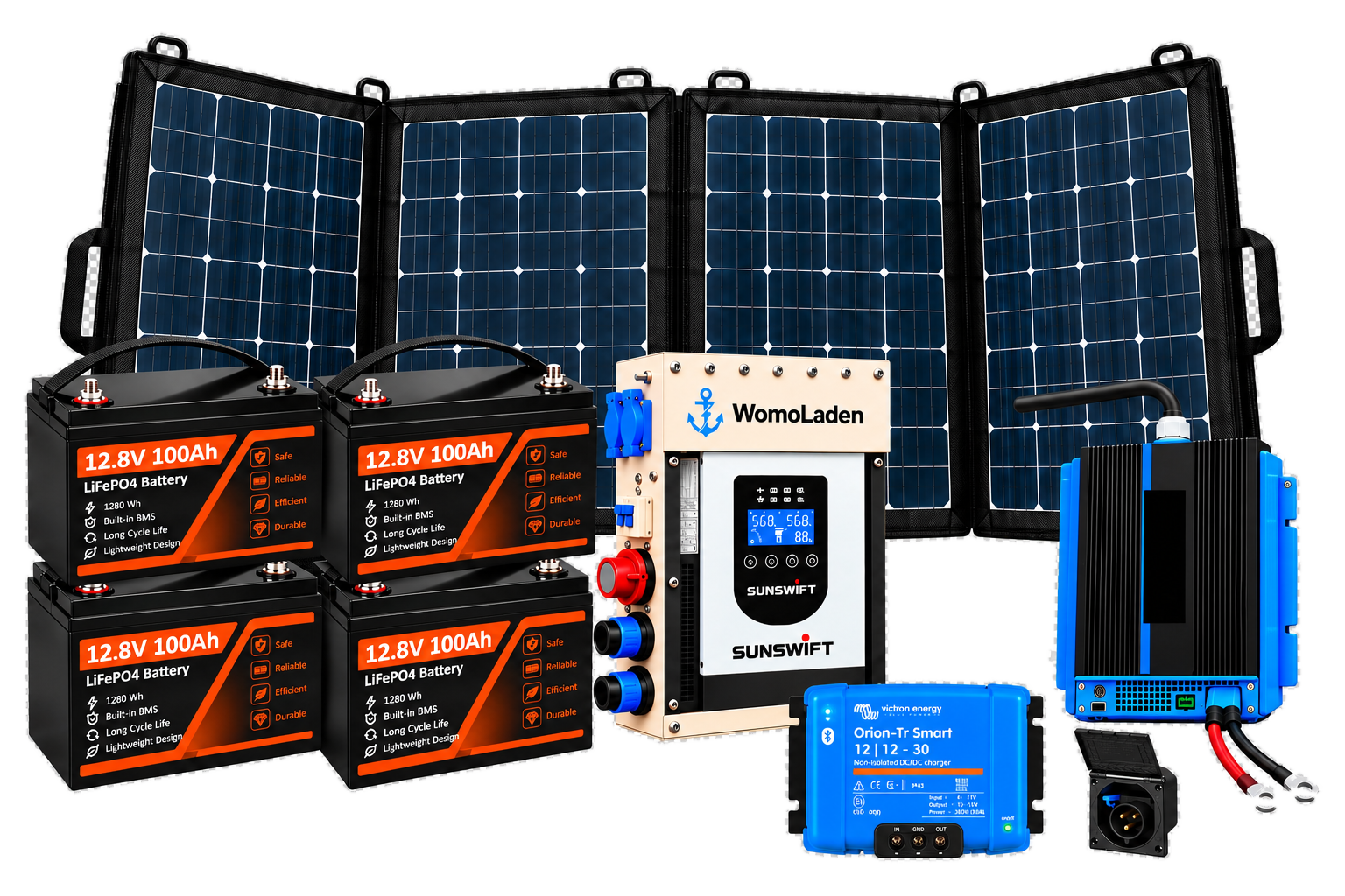 1 kW Notstromset 400 Ah – 4 Batterien im Überblick